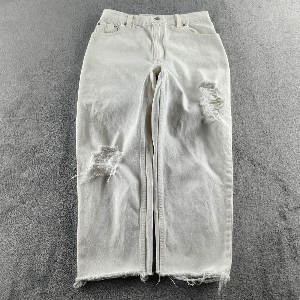 Vintage 90s Levis 550 Jeans Womens 12 (W28 L24) White Relaxed Skater Raw Hem Y2K
